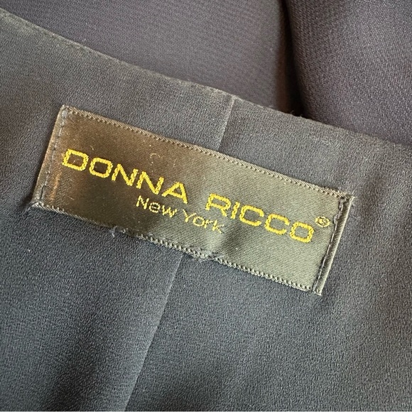 Donna Ricco Elegant Navy Blue Floral Maxi Dress Gown, 14 - Picture 8 of 15